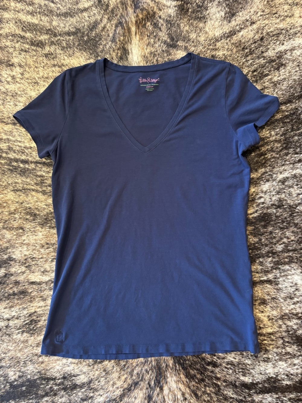 Women’s Lily Pulitzer Meredith Tee, True Navy, Size Medium, Pima Cotton - Picture 10 of 15